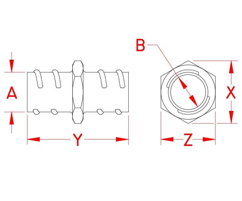 Stainless Steel Screw-In Coupling, LED lighting hardware, S0851-0013, S0851-0020, S0851-0025, Line Drawing Stainless Steel Screw-In Coupling, LED lighting hardware, S0851-0013, S0851-0020, S0851-0025, Line Drawing